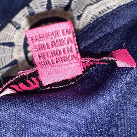 Betsey Johnson Sheer Layered Floral Crochet A-Line Dress Navy Size - Picture 16 of 16